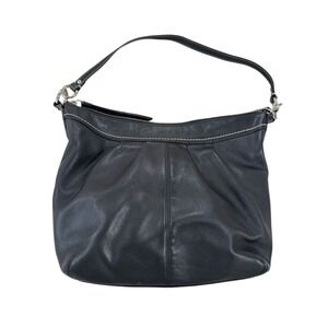 Vintage Coach SoHo Bag Black Leather Pleated Hobo Medium Sized